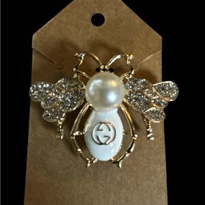 Gold and White Bee Brooch, Fashion